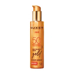 NUXE SUN Солнцезащитное масло для лица и тела SPF 50,  с золотыми мерцающими частицами, 150мл