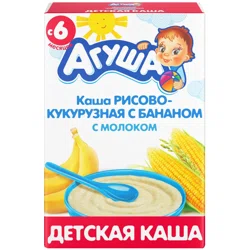 АГУША Каша рис-кукуруза-банан с молоком 6+ 200гр