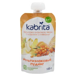 KABRITA Пюре с козьими сливками/мультизлаковый пудинг с облепихой 6+ 100гр