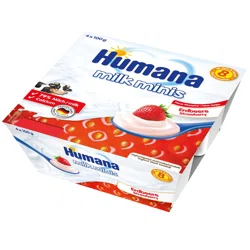 HUMANA Десерт Milk Minis Клубника 4*100гр