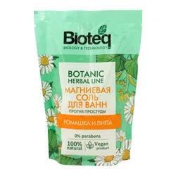 BIOTEG Соль магниевая для ванн против простуды Ромашка и Липа 500 г
