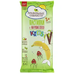 ПРАВИЛЬНЫЕ СЛАДОСТИ Пастилки маршмеллоу Kids Клубника-банан, 55 гр.