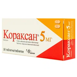 КОРАКСАН 5 мг №56 таб п/о   Ивабрадина гидрохлорид