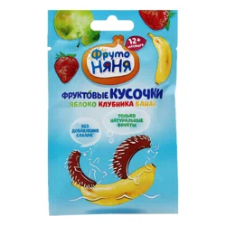 ФРУТО НЯНЯ Кусочки фруктовые Яблоко-клубника-банан 15г