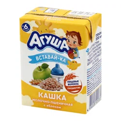 АГУША Кашка Вставай-ка молочно-пшеничная Яблоко 6+ 200мл