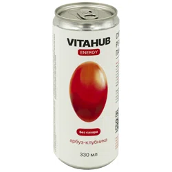 VITAHUB Напиток б/а тонизирующий газированный со вкусом арбуза и клубники 330мл