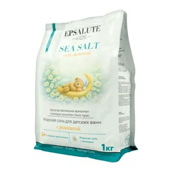 EPSALUTE Соль морская для ванн 1кг sea salt с ромашкой