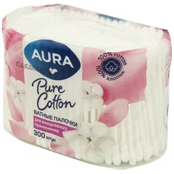 AURA Платочки ватные Pure Cotton 300шт