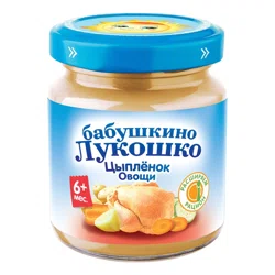 БАБУШКИНО ЛУКОШКО Пюре цыпленок/овощи +6месяцев