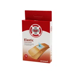S&F  Лейкопластырь Elastic бактерицидный на тканевой основе 10шт 19*72мм