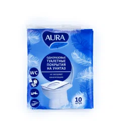 AURA Покрытия одноразовые на сиденье унитаза 10 шт.