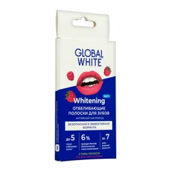GLOBAL WHITE Полоски для зубов отбеливающие Малина 2шт