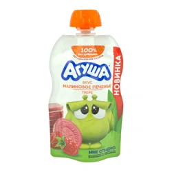 АГУША Пюре фруктовое малиновое печенье  8+ 80гр (пауч)