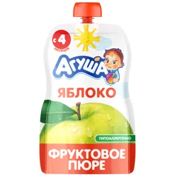 АГУША Пюре фруктовое яблоко 4+ 90гр (пауч)