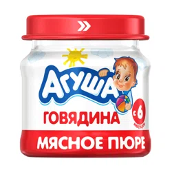 АГУША Пюре мясное говядина 6+ 80гр (стекло)