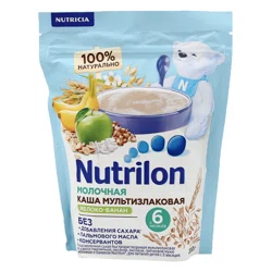 NUTRILON Каша молочная мультизлаковая Яблоко-Банан 6м+ без сахара 200гр