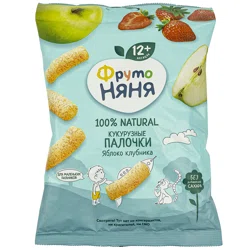ФРУТО НЯНЯ Палочки кукурузные яблоко-клубника 12 месяцев+ 20гр