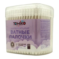 TOMIKO Палочки ватные спираль-круглые 200шт
