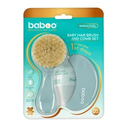 BABOO Набор расческа и щетка 0+ голубой (серый)