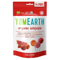 YUMEARTH Леденцы на палочке Персик-клубника-арбуз 14шт 1024