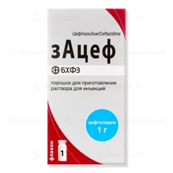ЗАЦЕФ 1,0 г №1 фл  пор. д/пригот. р-ра д/инъек. Цефтазидим