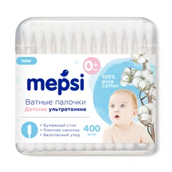 MEPSI Палочки ватные детские ультратонкие 400шт
