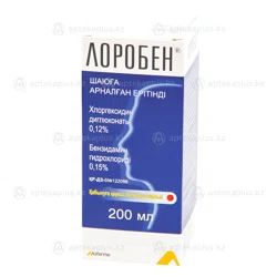 ЛОРОБЕН 200 мл р-р для полоскания  Хлоргексидин/бензидамин