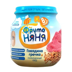 ФРУТО НЯНЯ Пюре из говядины с гречкой и морковью 100гр