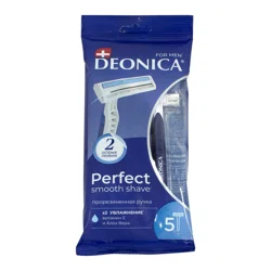 DEONICA 2 FOR MEN Бритва одноразовая витамин Е и Алоэ вера 5шт