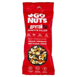 GO NUTS Фисташки,кешью,миндаль, изюм 50гр