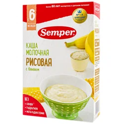 SEMPER Каша молочная рисовая с бананом c 6 месяцев 180гр