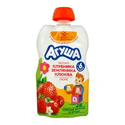 АГУША Пюре мясное яблоко-клуб.-земл.-клюква 80гр