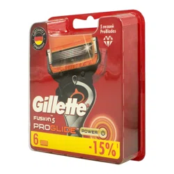 GILLETTE Сменные кассеты для безопасных бритв 6шт Fusion Proglide