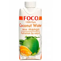 FOCO Вода Кокосовая с мякотью манго 330мл