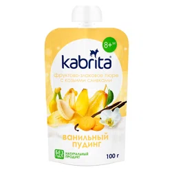 KABRITA Пюре с козьими сливками/ванильный пудинг 8+ 100гр
