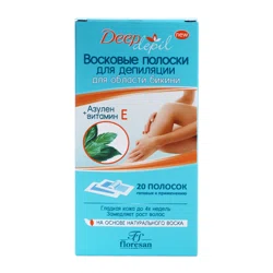 FLORESAN Полоски восковые для депиляции Deep Depil Азулен и витам Е 20шт