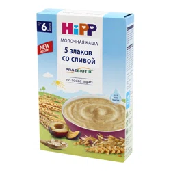 HIPP Каша молочная 5 злаков с черносливом содержит пребиотики 6+ 250гр