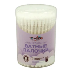 TOMIKO Палочки ватные спираль- круглые 100шт