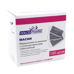 DOLCE-PHARM Маска трехслойная УГОЛЬ