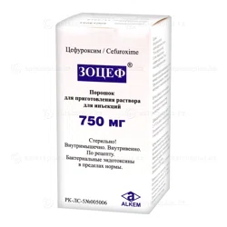 ЗОЦЕФ 750 мг №1 фл пор. д/пригот. р-ра д/инъек.  Цефуроксим