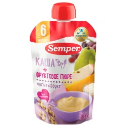 SEMPER Каша + пюре мультифрукт 6м+ 120гр (пауч)