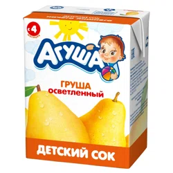 АГУША Сок Первая ложка осветленный груша 4+ 200мл