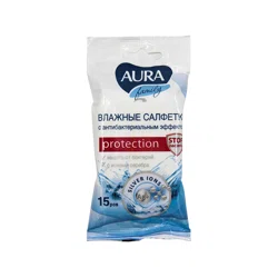 AURA Салфетки влажные антибактериальные 15шт