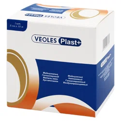 VEOLES PLAST+ Пластырь-рулон нетканный гипоаллер воздухопрон 5см*10м