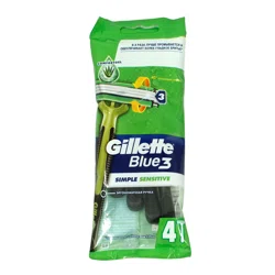 GILLETTE Станок бритвенный однораз BLUE 3 Sim SENSITIVE 4шт
