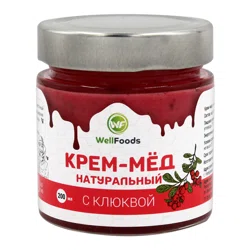 ФАЗУЛЛИН WELLFOODS Крем-мед натуральный с клюквой 200 мл