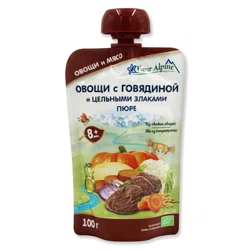 FLEUR ALPINE Пауч овощи с говядиной и цельными злаками 8+ 100гр