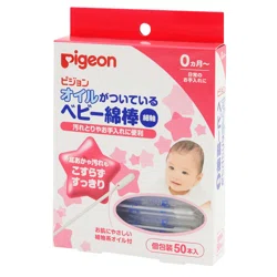 PIGEON Палочки ватные детские с масляной пропиткой 50шт