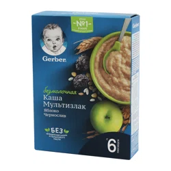 GERBER Каша безмолочная мультизлаковая яблоко чернослив 6+ 180г