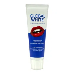 GLOBAL WHITE Паста зубная, отбеливающая Max shine whitening Сладкая мята 100гр